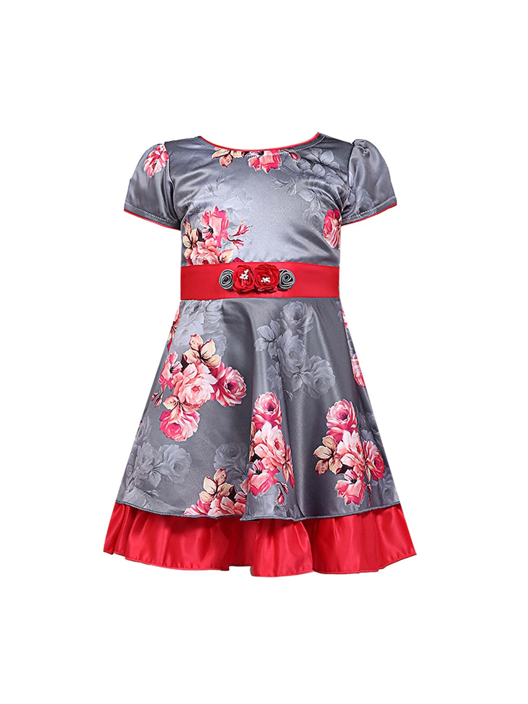 

Wish Karo Girls Red Printed Fit and Flare Dress