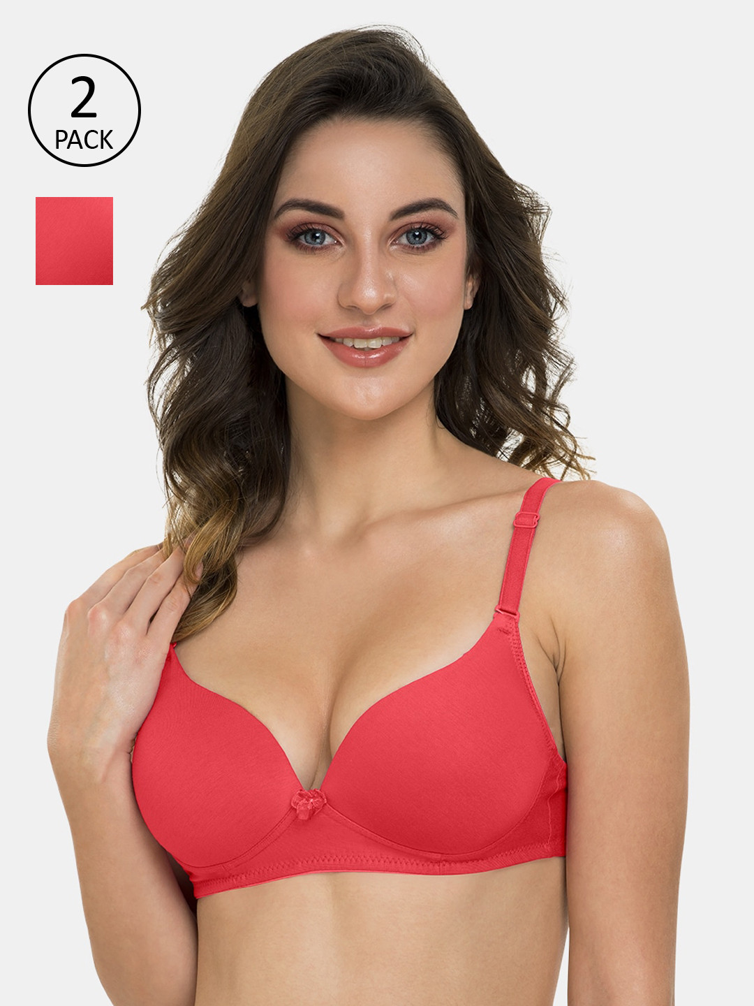 

Tweens Pack Of 2 Solid Underwired Lightly Padded Everyday Bra TLW-419-2PC-CRL, Coral