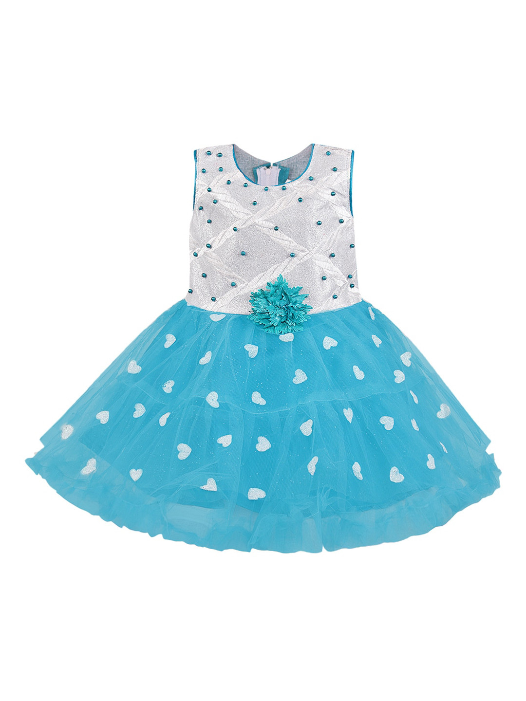 

Wish Karo Girls Blue Printed Fit and Flare Dress