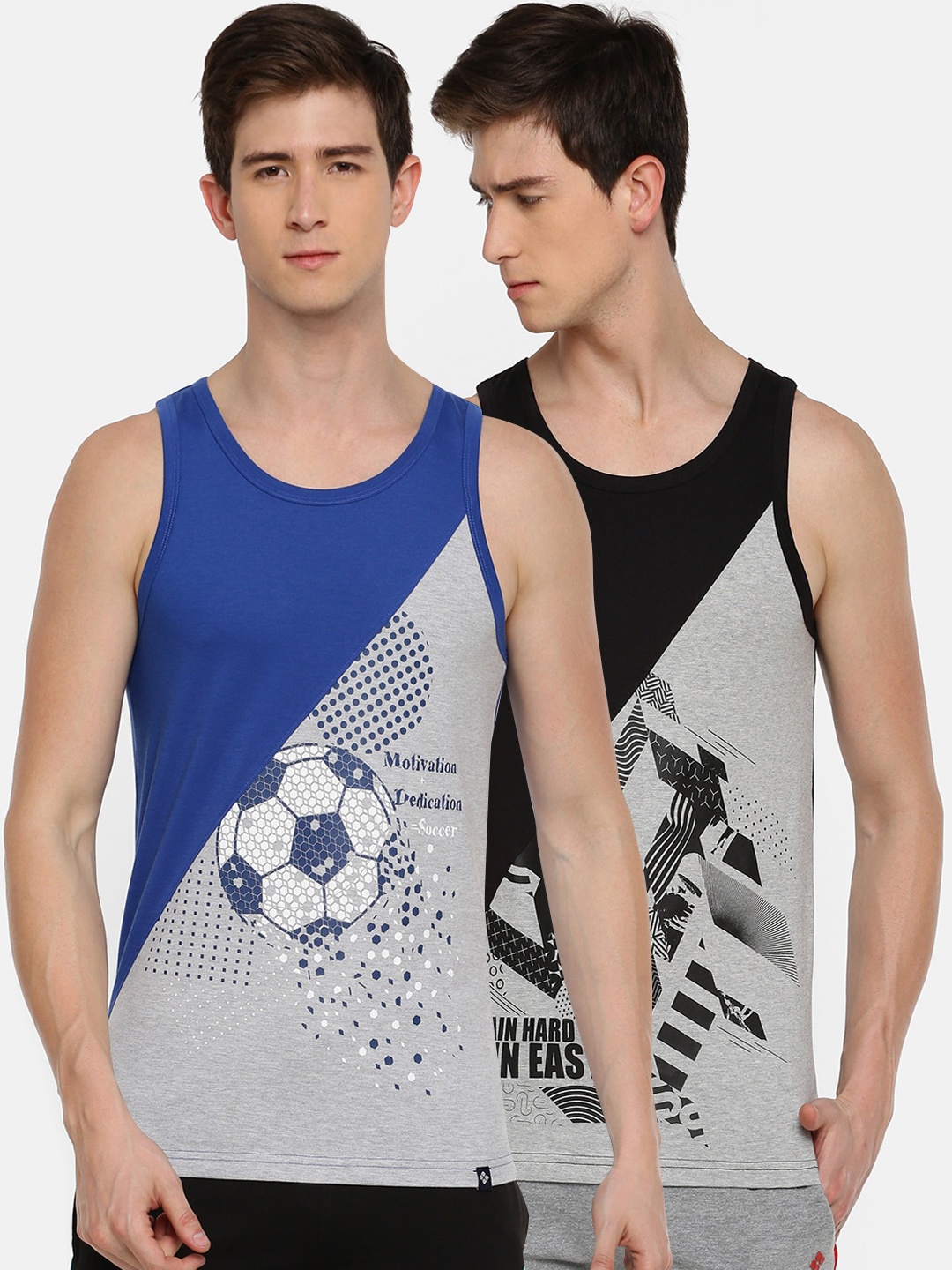 

Dollar Men Pack of 2 Assorted Innerwear Vests AMTT-102-PO2-CM-EstateBlue
