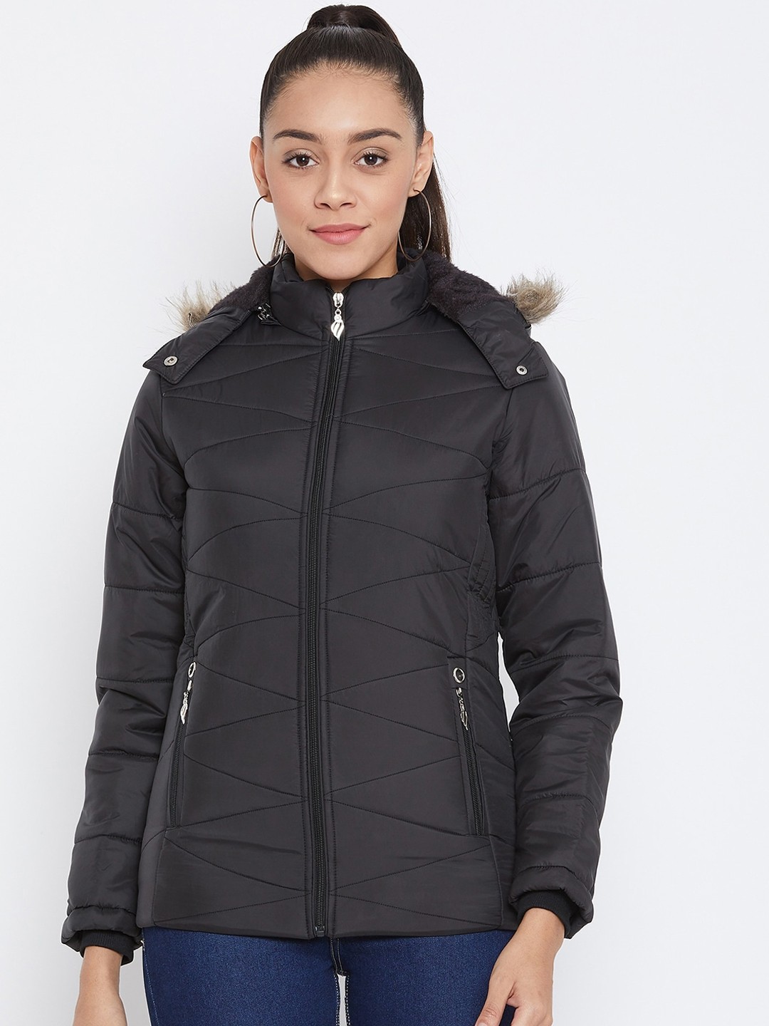 

Spirit Women Black Solid Windcheater Padded Jacket