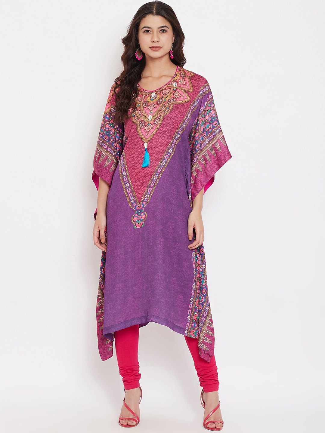 

The Kaftan Company Women Purple Printed Kaftan Kurta