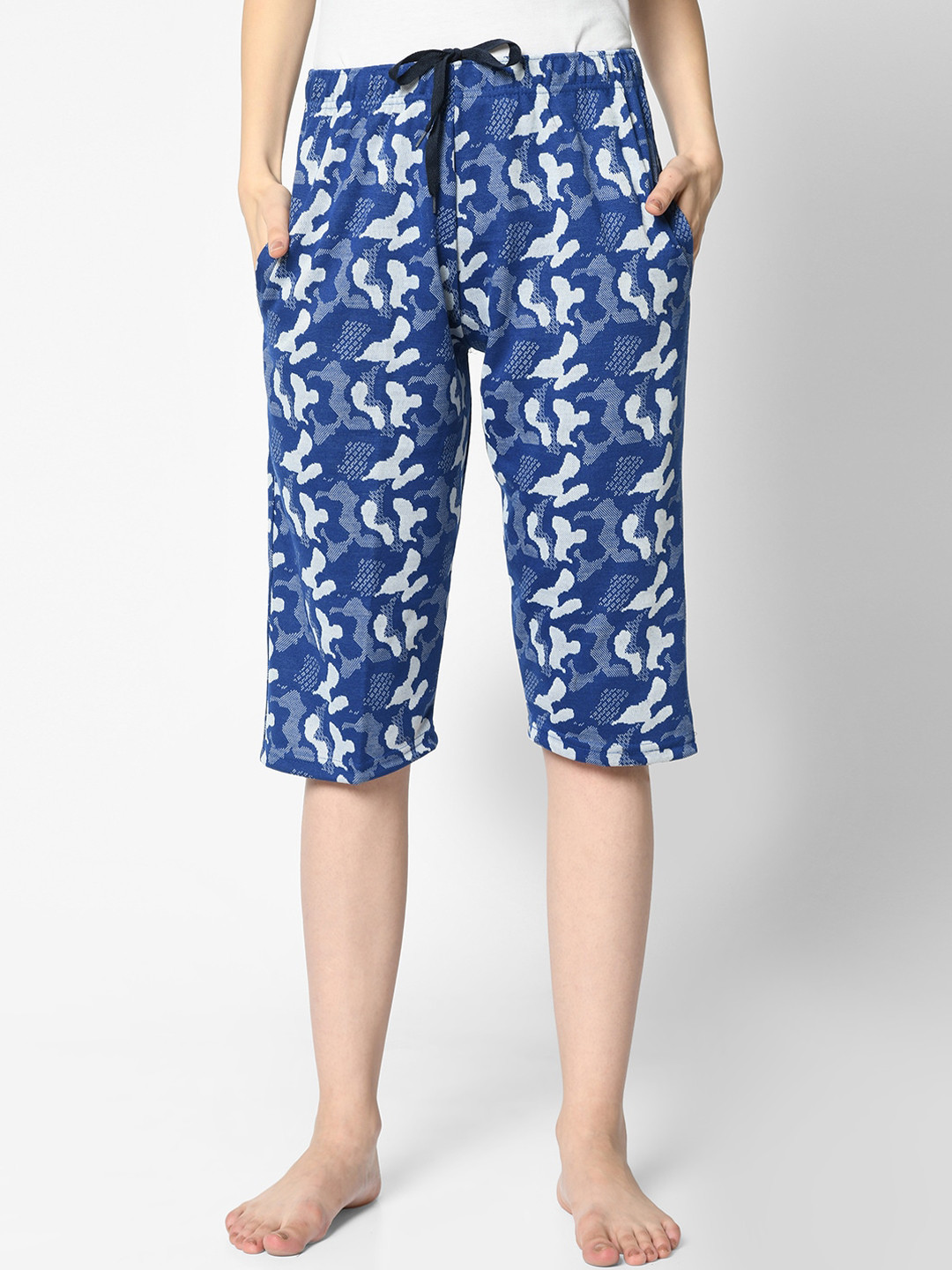 

VIMAL JONNEY Women Blue Printed 3/4 Th Lounge Pants