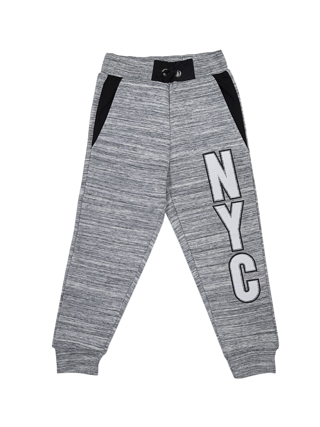 

Lazy Shark Boys Grey Melange & Black Printed Straight-Fit Joggers
