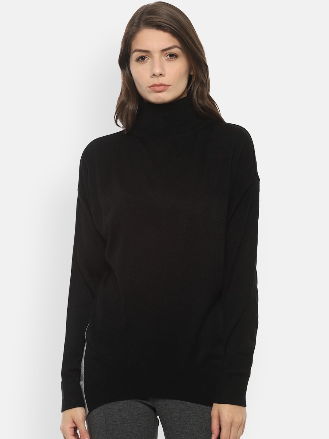 

Van Heusen Women Black Solid Pullover Sweater