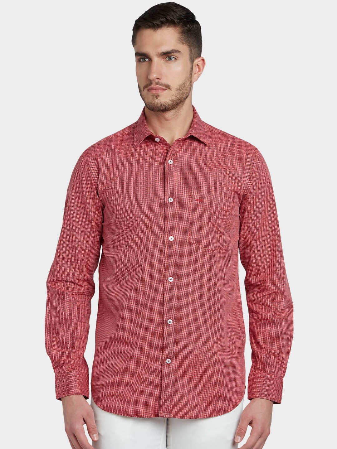 

ColorPlus Men Red Tailored Fit Printed Casual Shirt