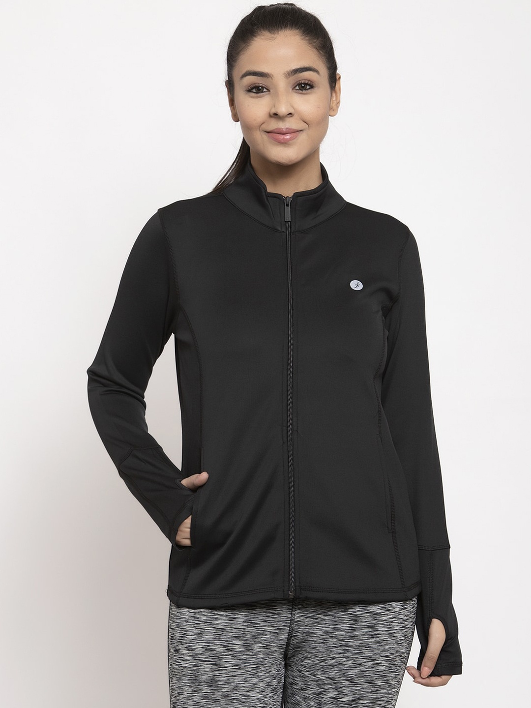 

BUKKUM Women Black Solid Sweatshirt