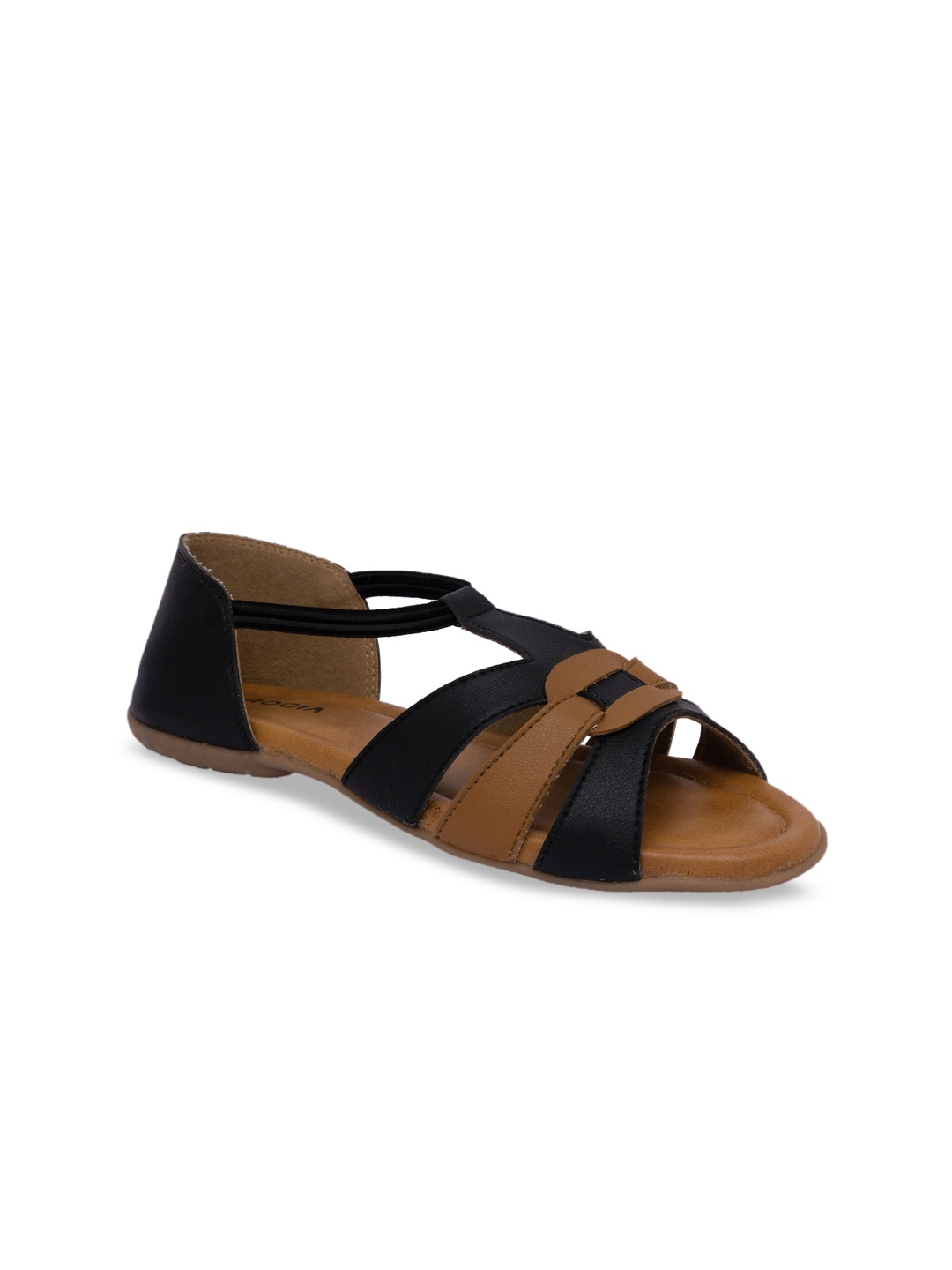 

Rocia Women Black Colourblocked Open Toe Flats