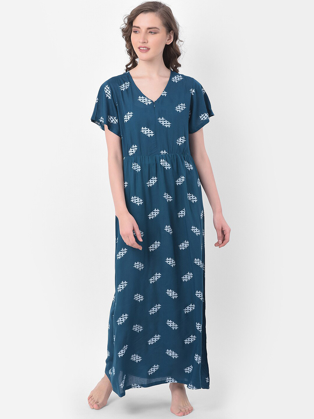 

Clovia Blue Printed Nightdress