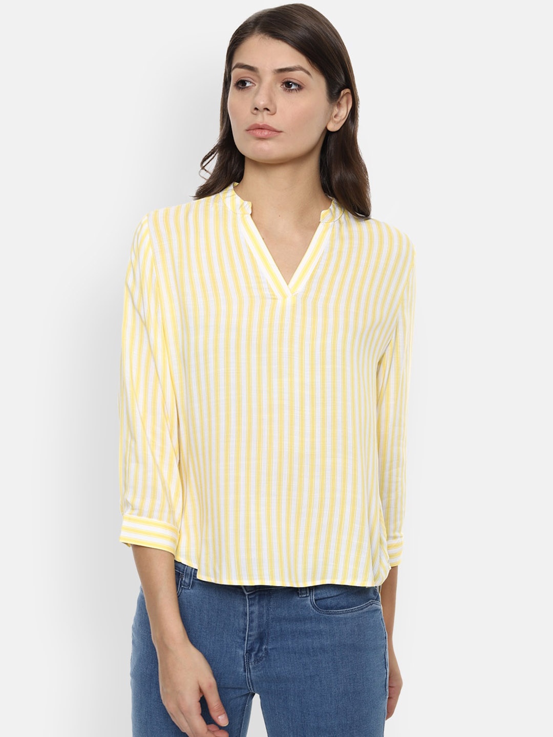 Van Heusen Woman Women Yellow & White Striped Top