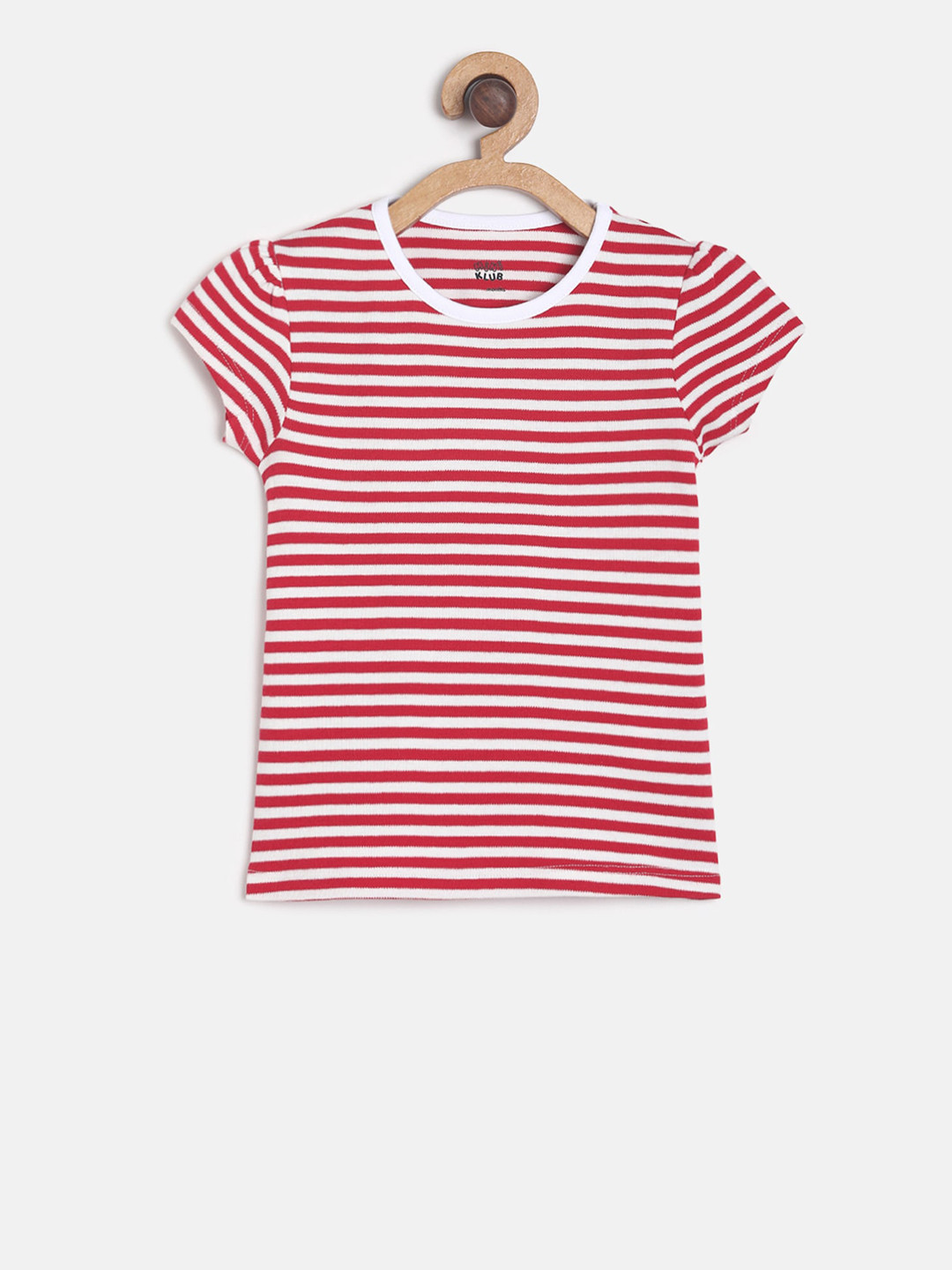 

MINI KLUB Girls Red Striped Pure Cotton Top