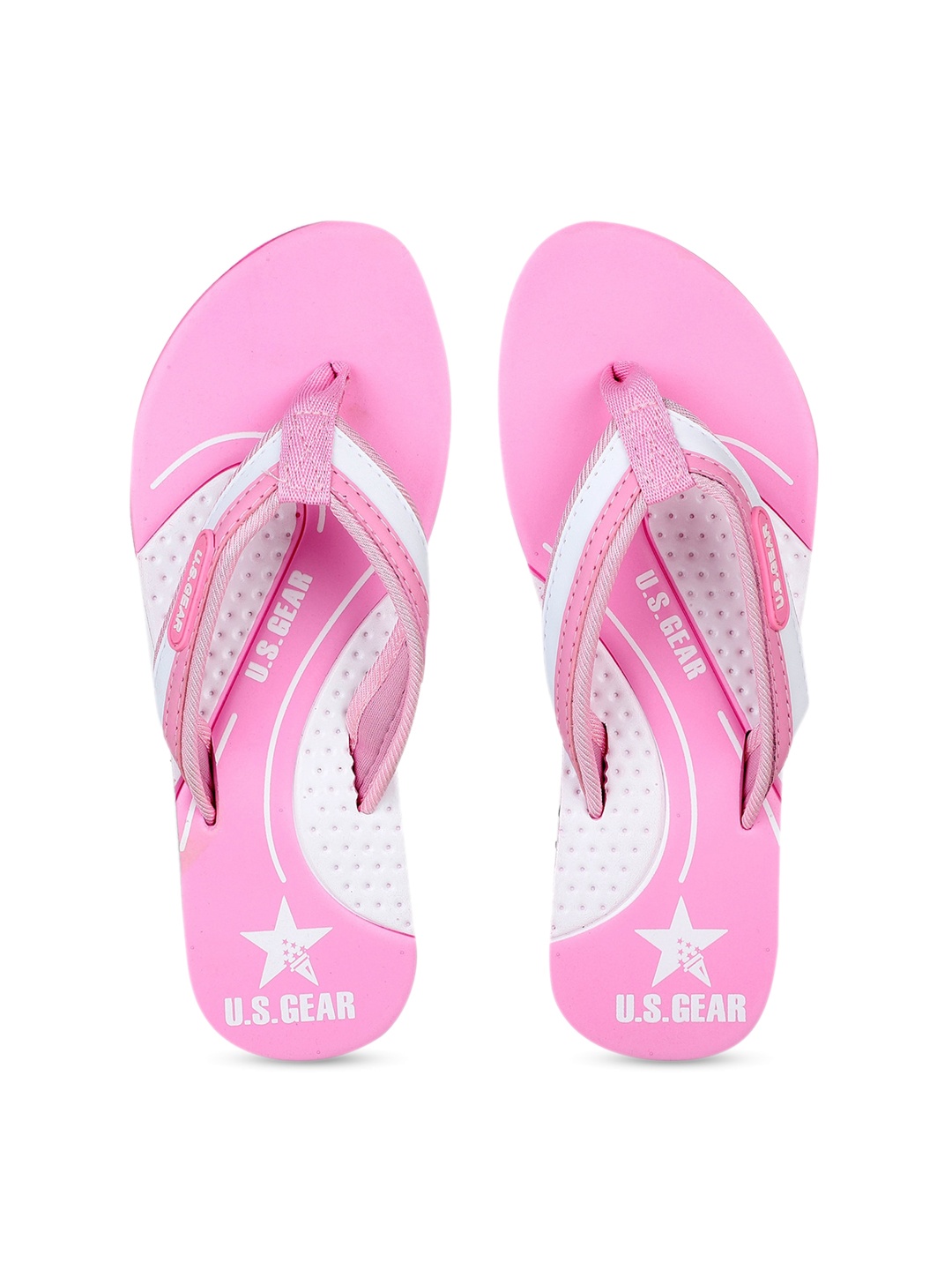 

US Gear Women Pink & Off-White Printed Thong Flip-Flops
