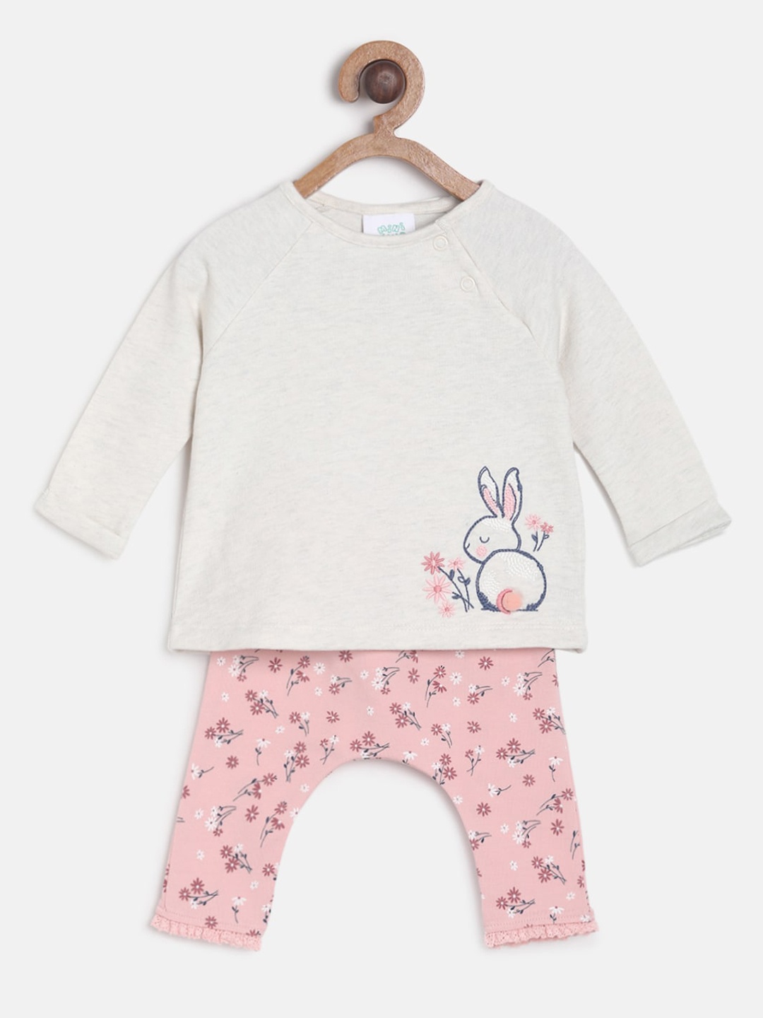 

MINI KLUB Girls White & Pink Printed T-shirt with Trousers