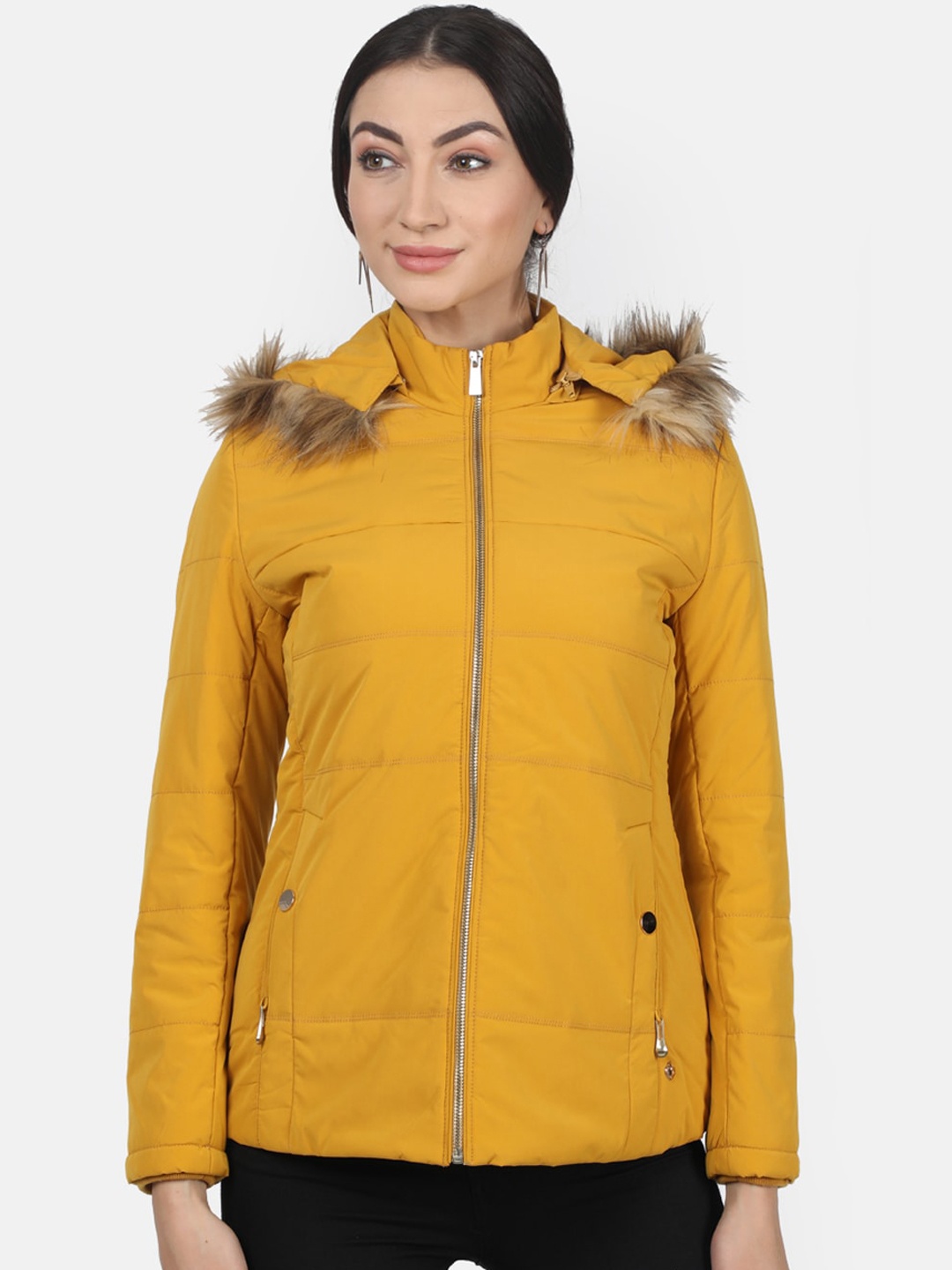 Monte Carlo Women Mustard Yellow Solid Parka