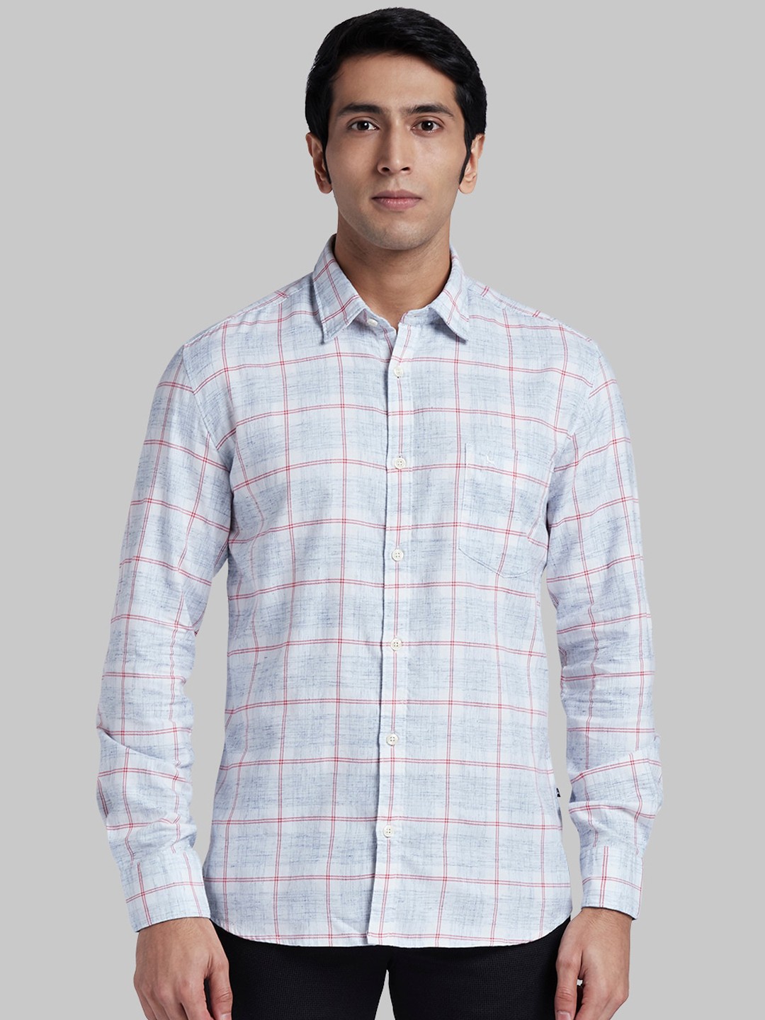 

Parx Men Blue Regular Fit Checked Casual Shirt