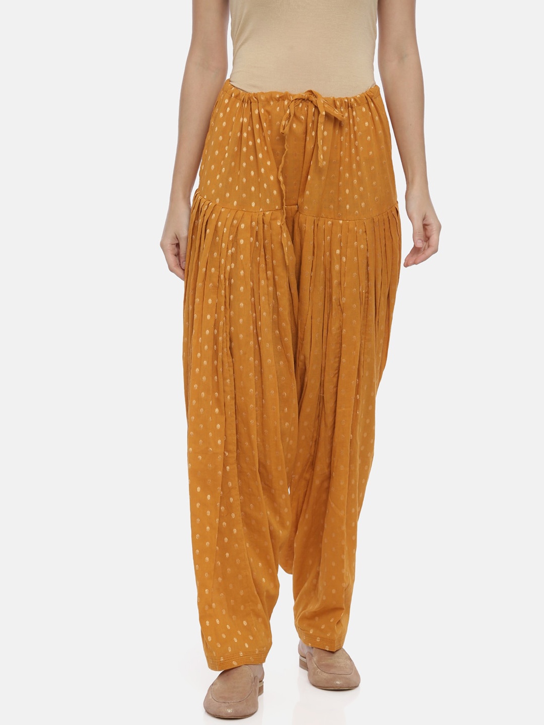 

Souchii Women Tan Banarasi Thread Design Regular-Fit High-Rise Patiala