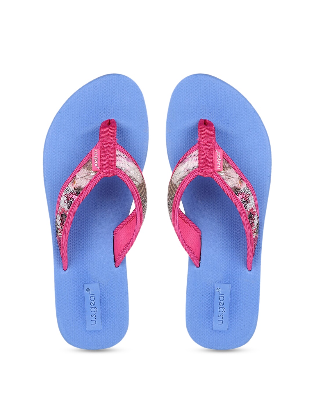 

US Gear Women Blue Self Design Thong Flip-Flops