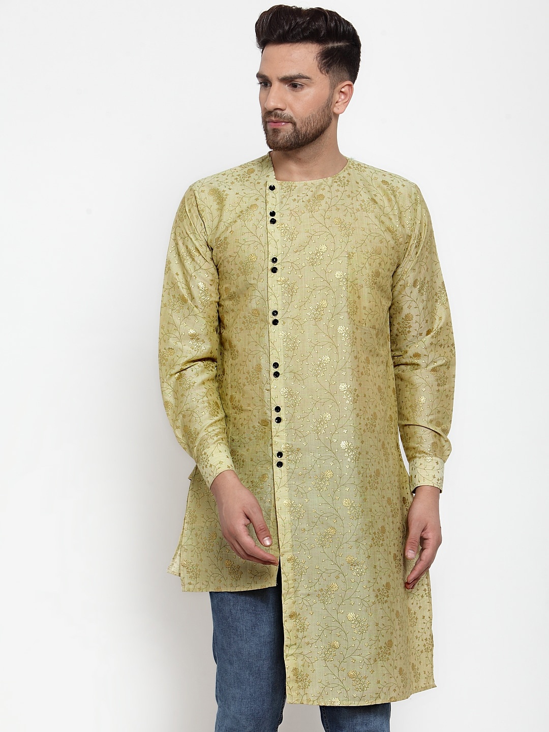 

KLOTTHE Men Green Printed Straight Kurta