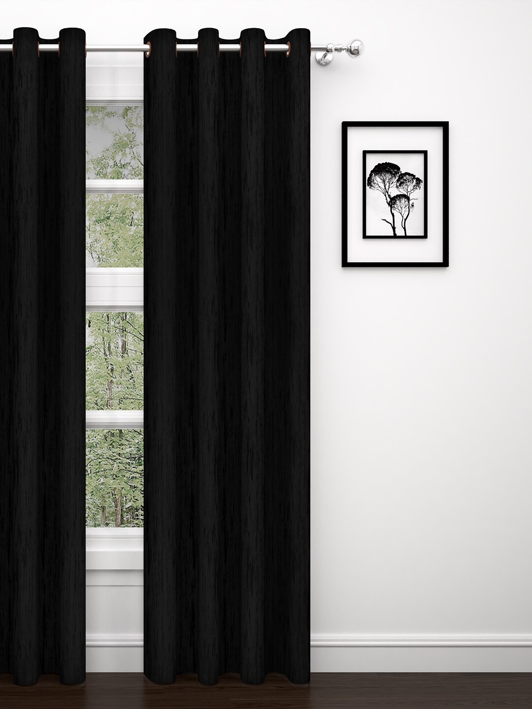 

PAVO Black Jacquard Textured Single Door Curtain