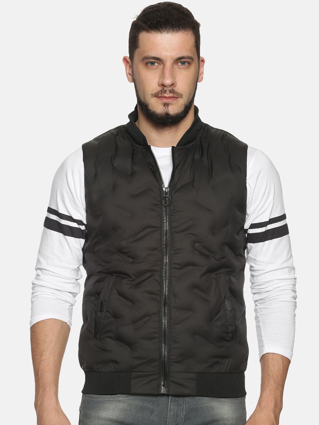 

SHOWOFF Men Black Solid Padded Jacket