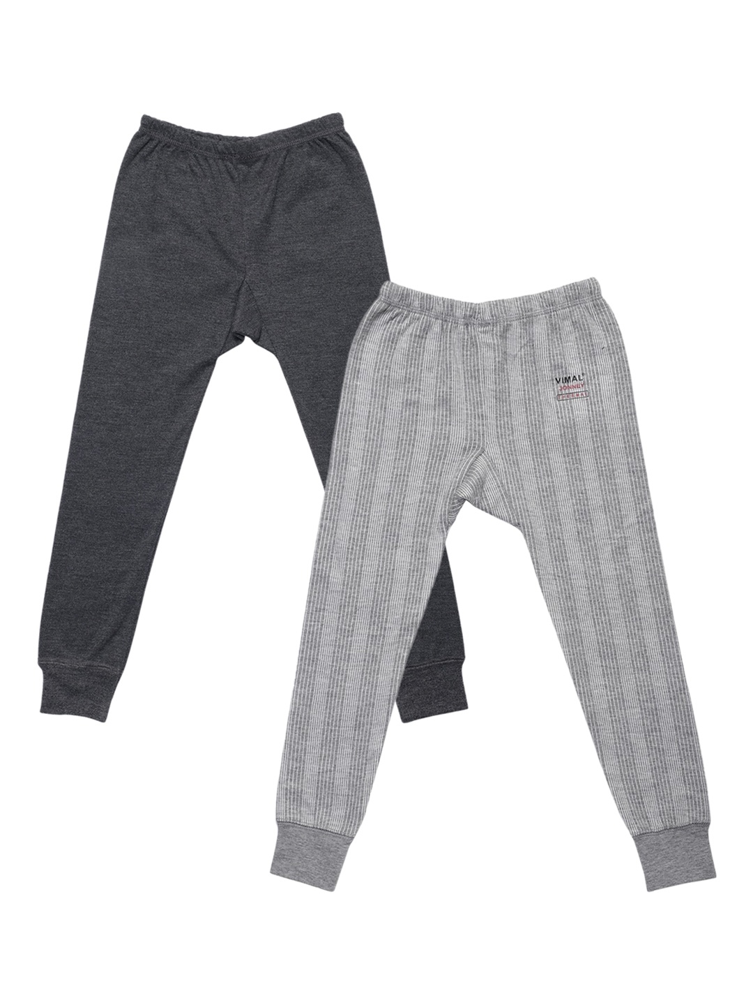 

VIMAL JONNEY Unisex Kids Pack Of 2 Black & Grey Thermal Lowers