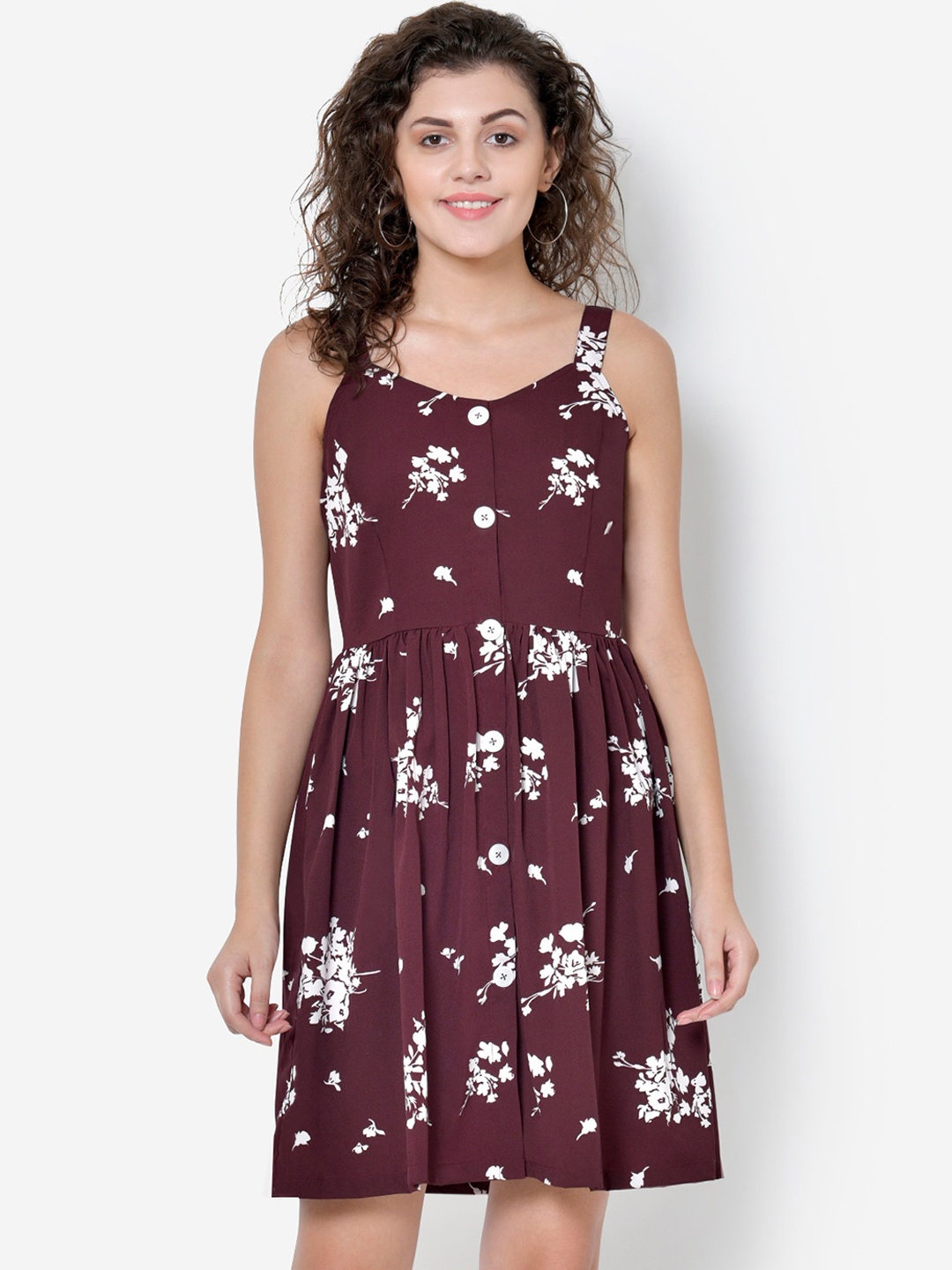 

Martini Women Maroon Printed Fit and Flare Dress