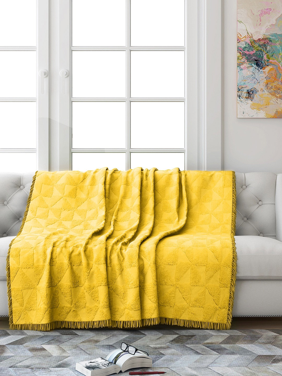 

Saral Home Yellow Geometric 2 Seater Sofa Throw