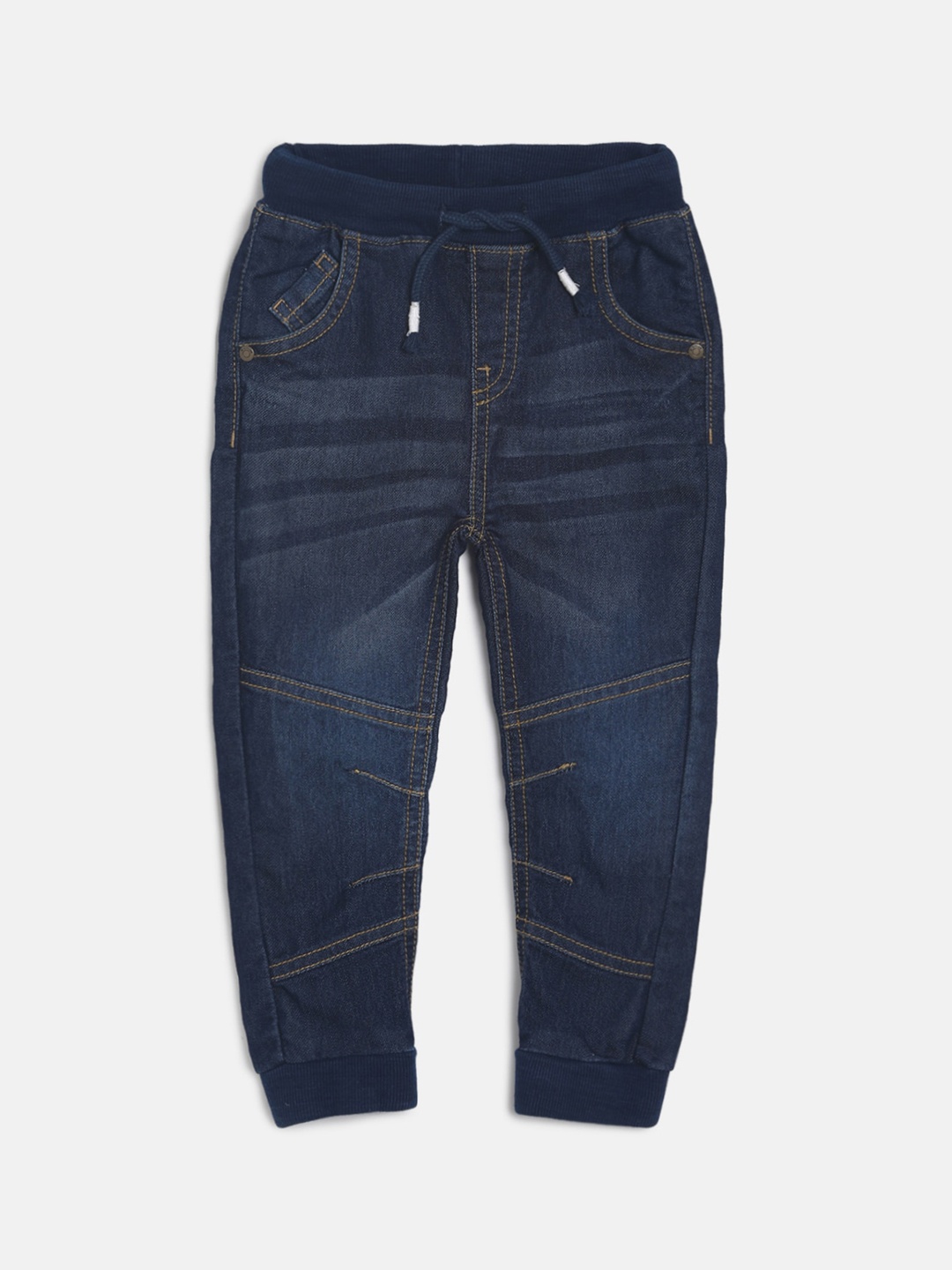 

MINI KLUB Boys Blue Regular Fit Mid-Rise Low Distress Stretchable Jeans