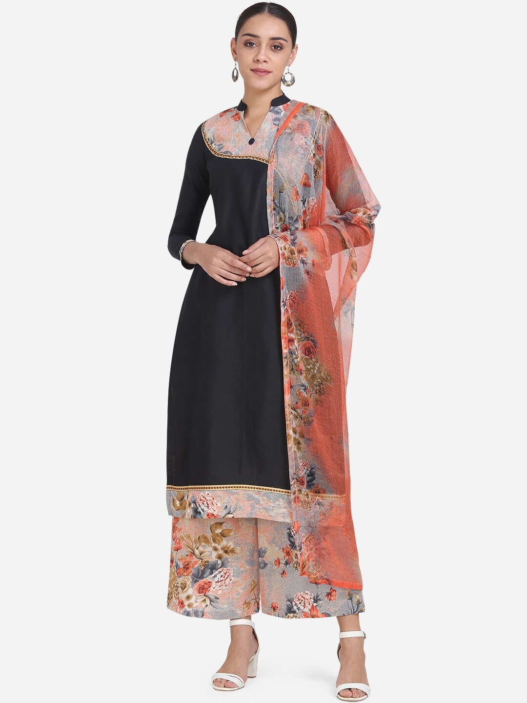

Ethnic Junction Black & Grey Cotton Blend Unstitched Dress Material