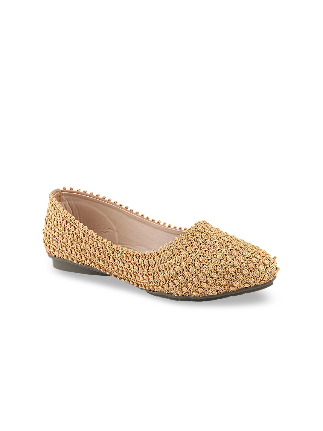 

Shoetopia Women Gold-Toned Woven Design Ballerinas