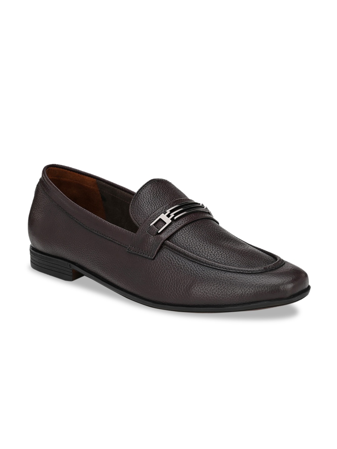 

San Frissco Men Coffee Brown Solid Leather Loafers