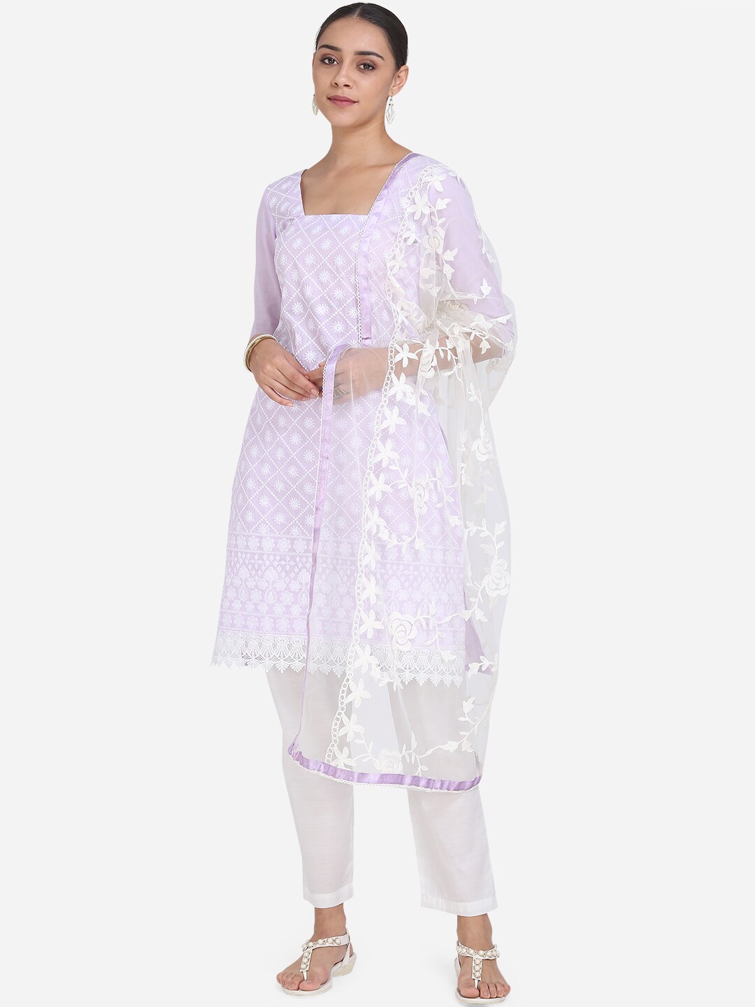 

Ethnic Junction Purple & White Cotton Blend Unstitched Dress Material