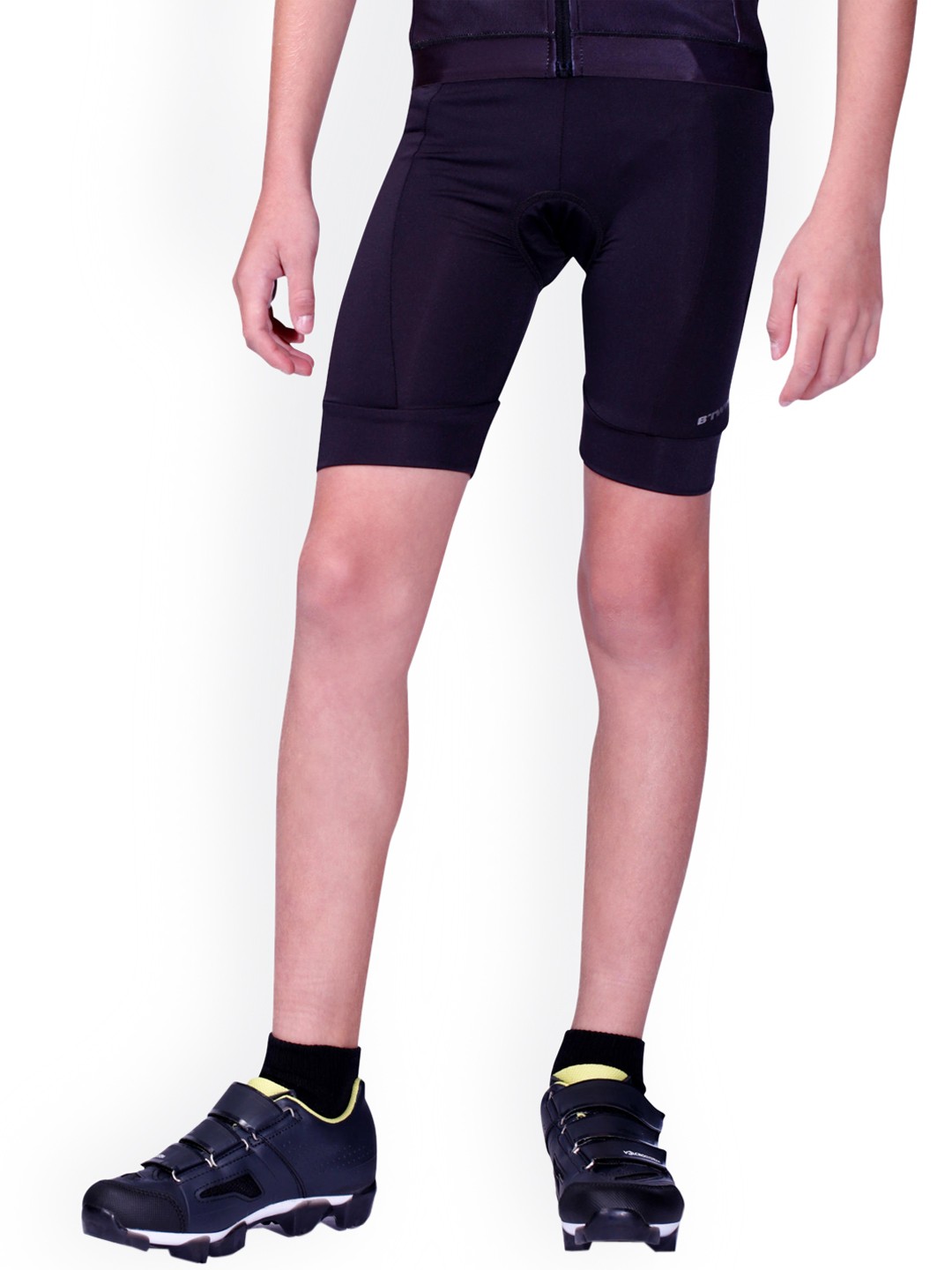 

Btwin By Decathlon Kids Black Solid Skinny Fit Sports Shorts