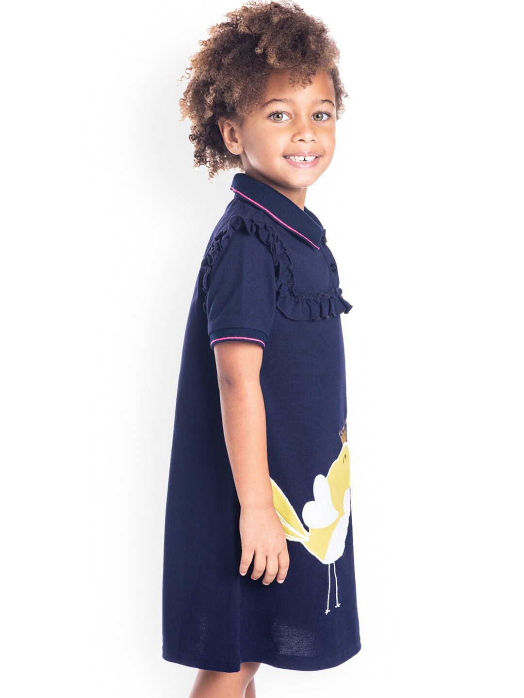 

Cherry Crumble Girls Navy Blue Solid T-shirt Dress