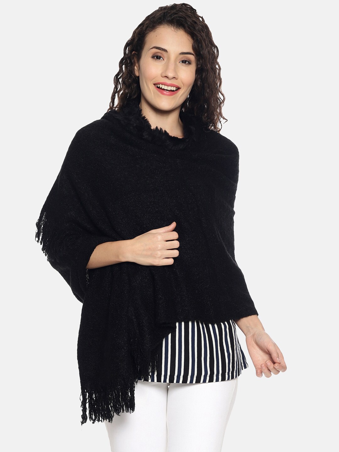 

513 Women Black Solid Stole