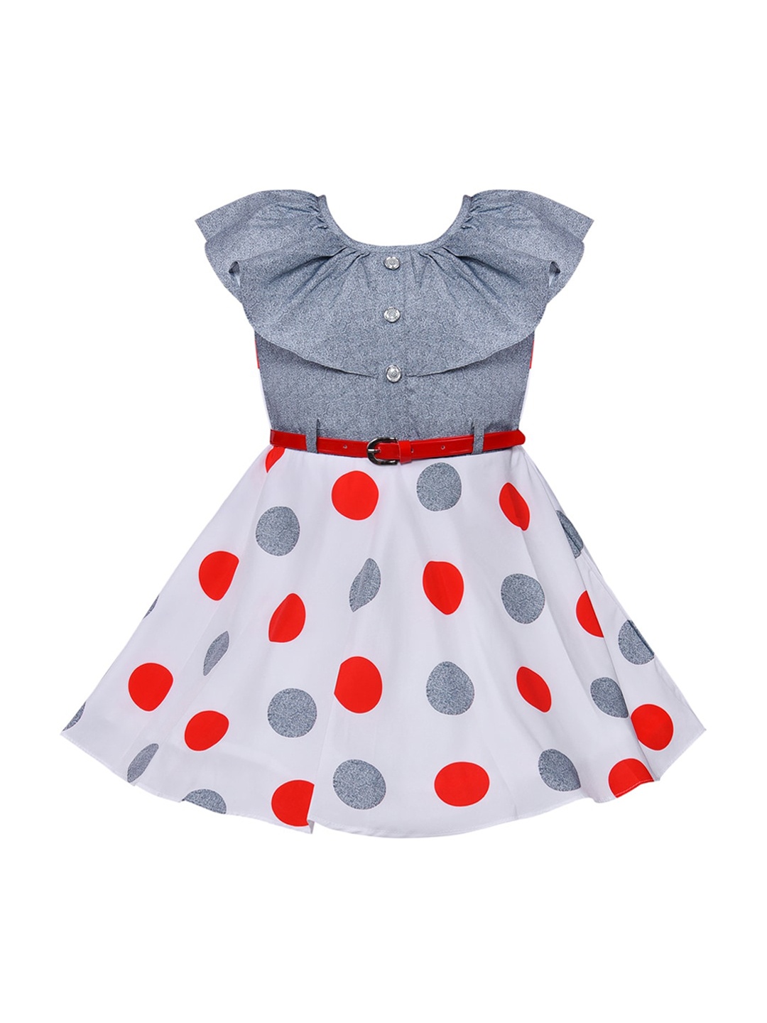 

Wish Karo Girls Red Printed Fit and Flare Dress