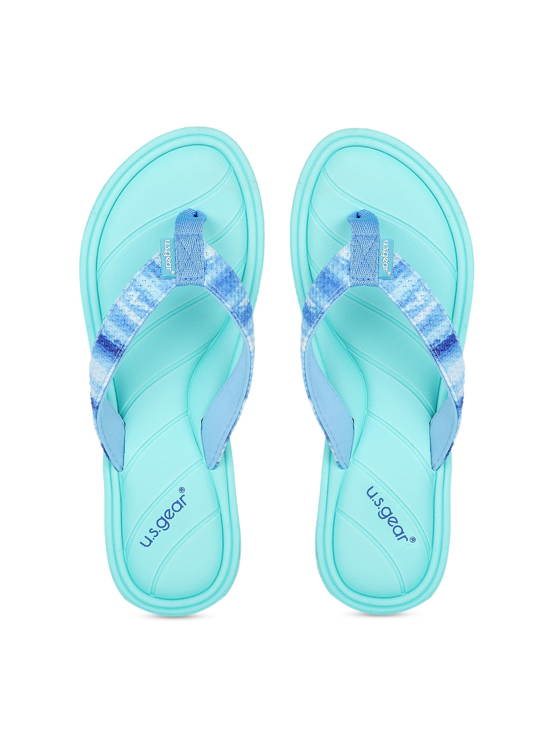 

US Gear Women Blue & Sea Green Printed Thong Flip-Flops