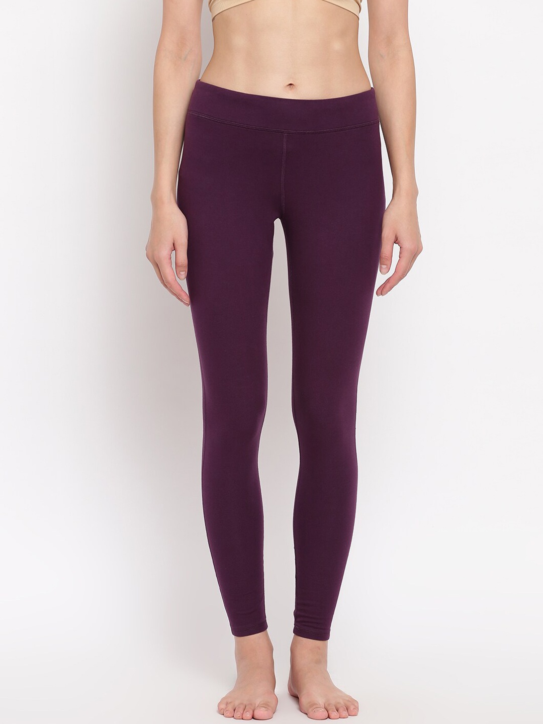 

Enamor Women Purple Slim Fit Ankle-Length Cotton Yoga Leggings, Burgundy