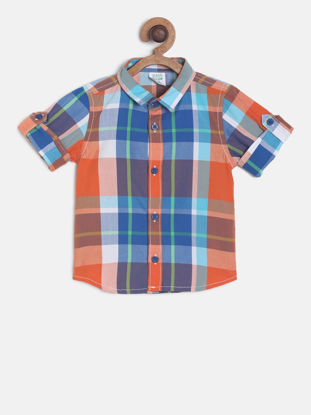 

MINI KLUB Boys Multicoloured Regular Fit Checked Casual Shirt, Multi