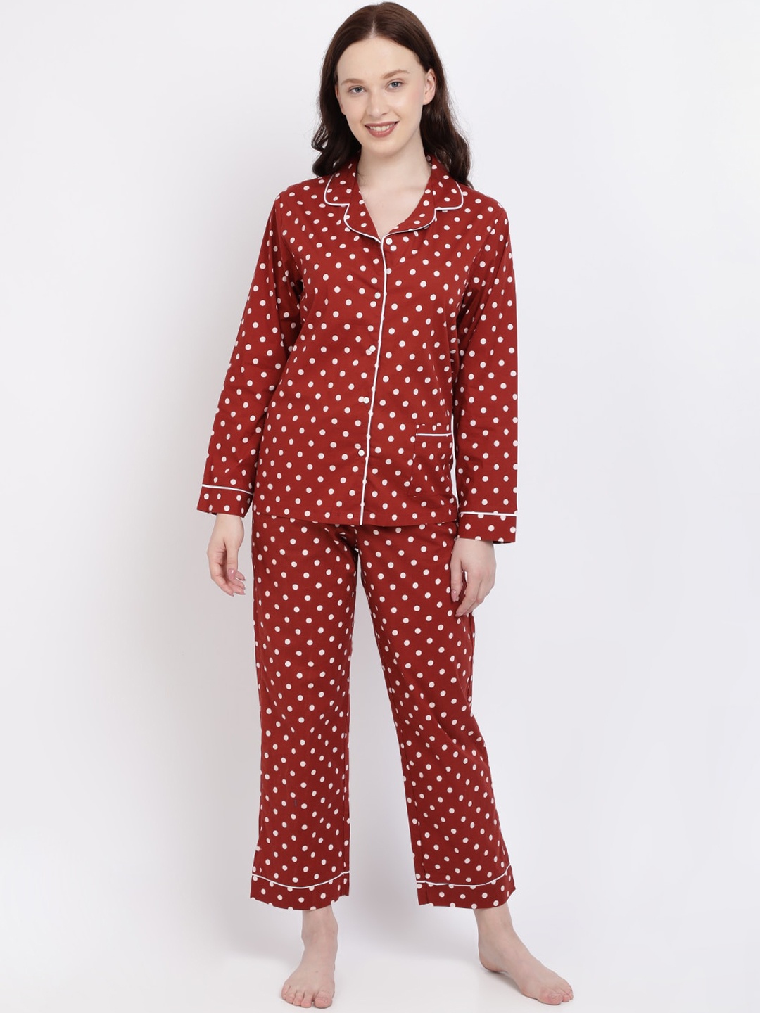 

Bene Kleed Women Brown & White Printed Night Suit