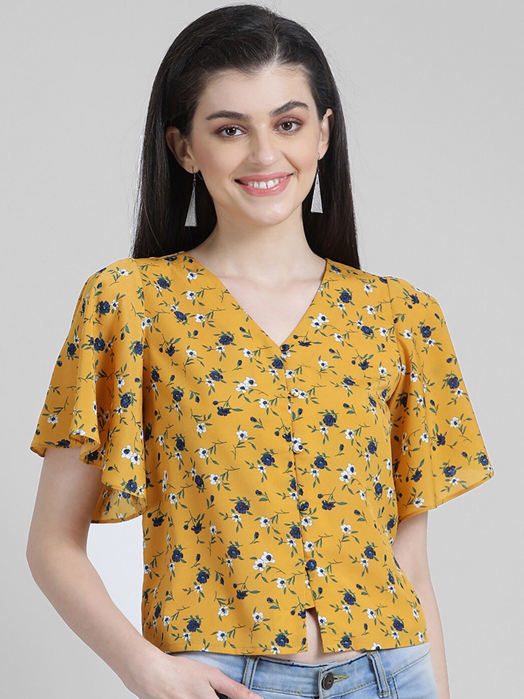

Zink London Women Yellow Printed Top