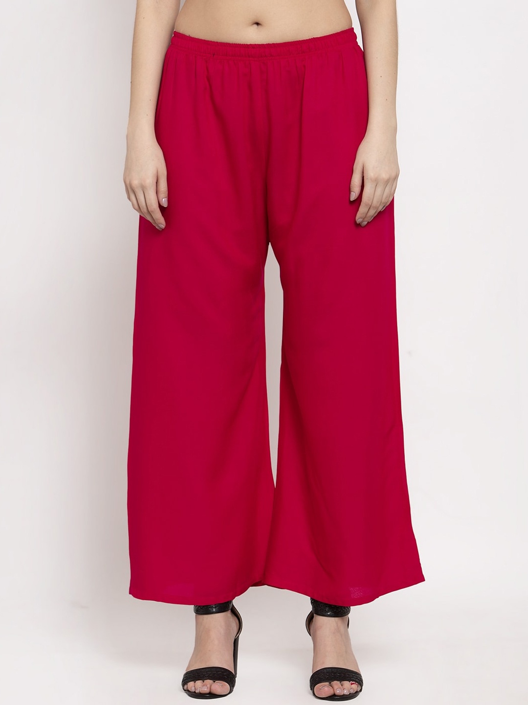 

Miaz Lifestyle Women Pink Solid Straight Palazzos
