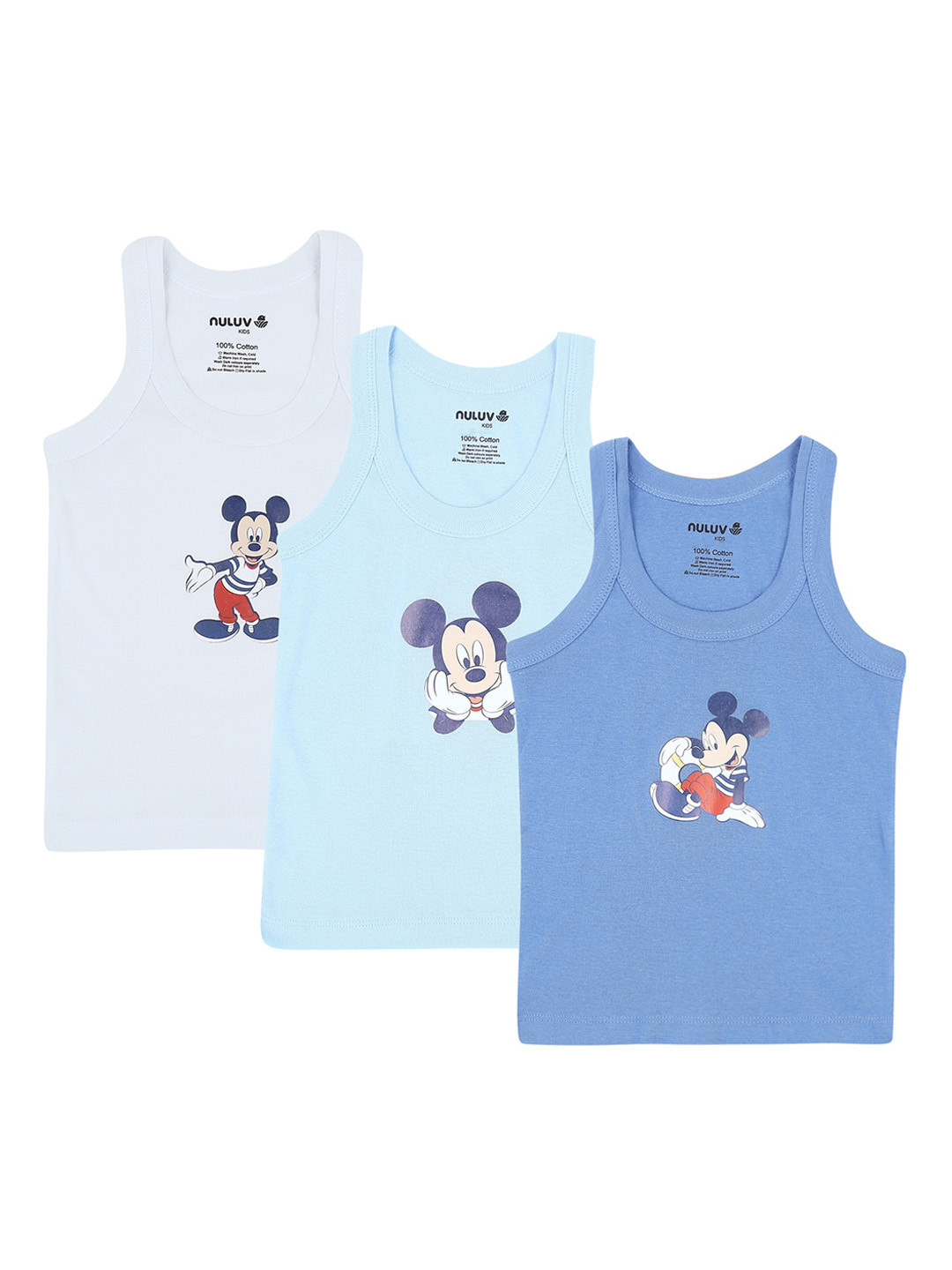 

Nuluv Boys Pack Of 3 Printed Innerwear Vest, Multi