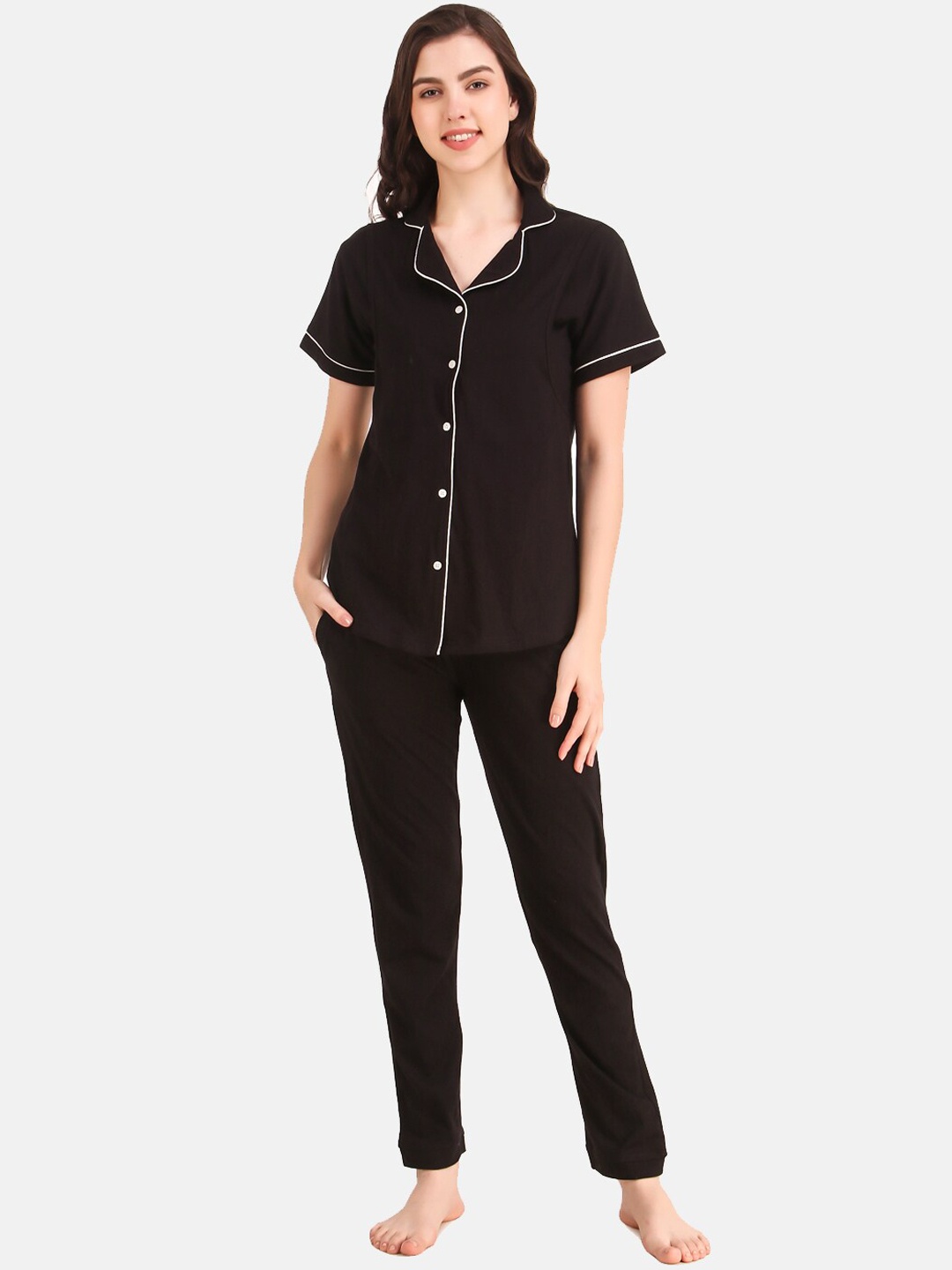 

Masha Women Black Printed Night suit