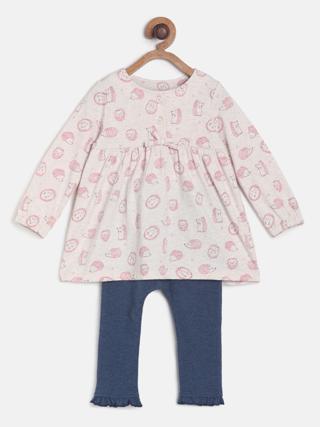 

MINI KLUB Girls Pink & Blue Printed Top with Leggings