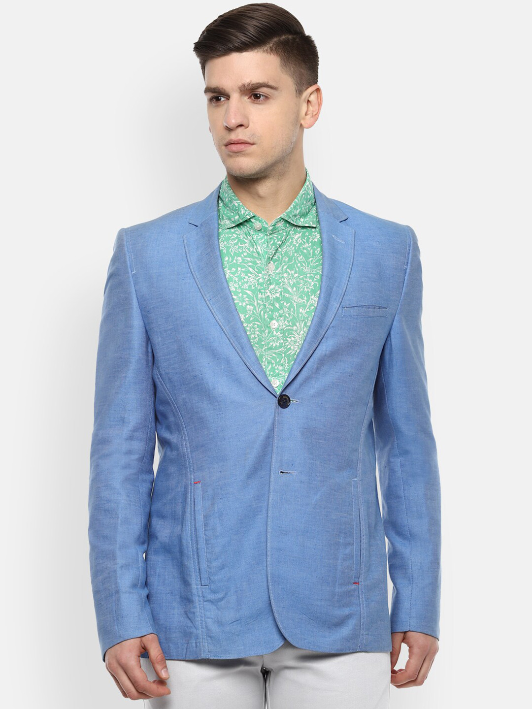 

Louis Philippe Sport Men Blue Solid Super Slim-Fit Single-Breasted Smart Casual Blazer