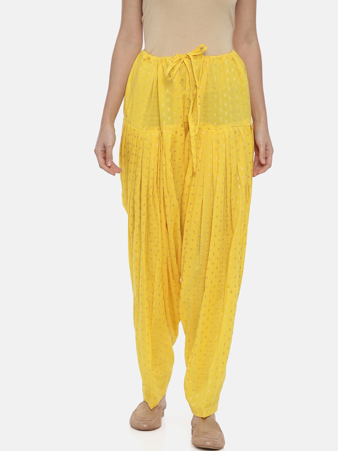 

Souchii Women Yellow Printed Regular-Fit High-Rise Patiala