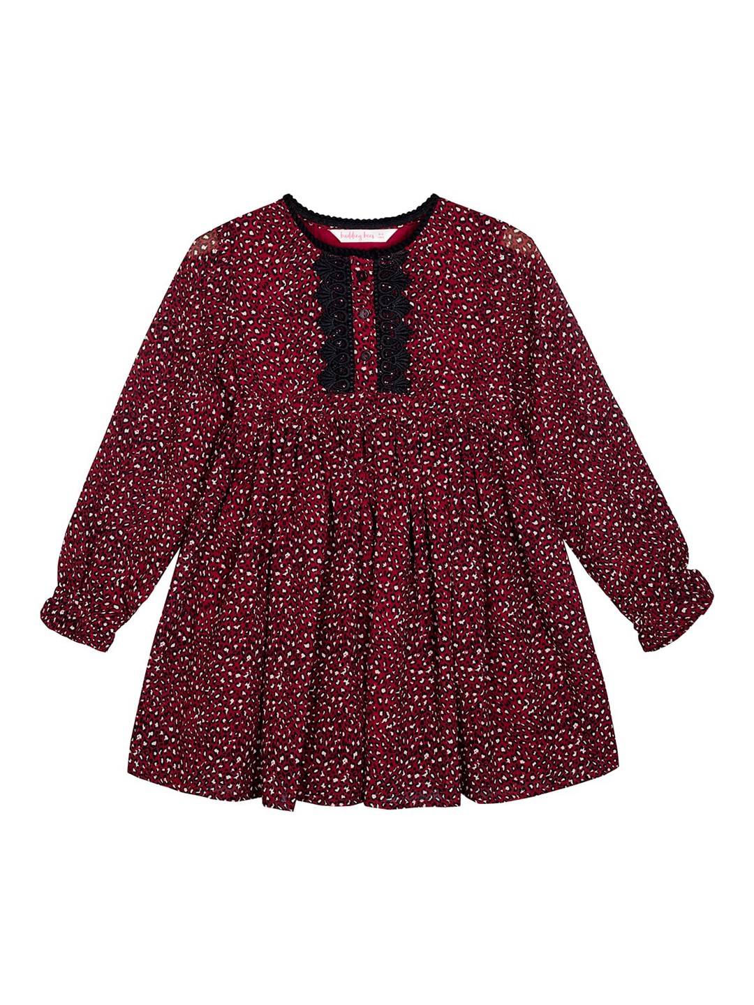 

Budding Bees Girls Maroon Printed A-Line Dress