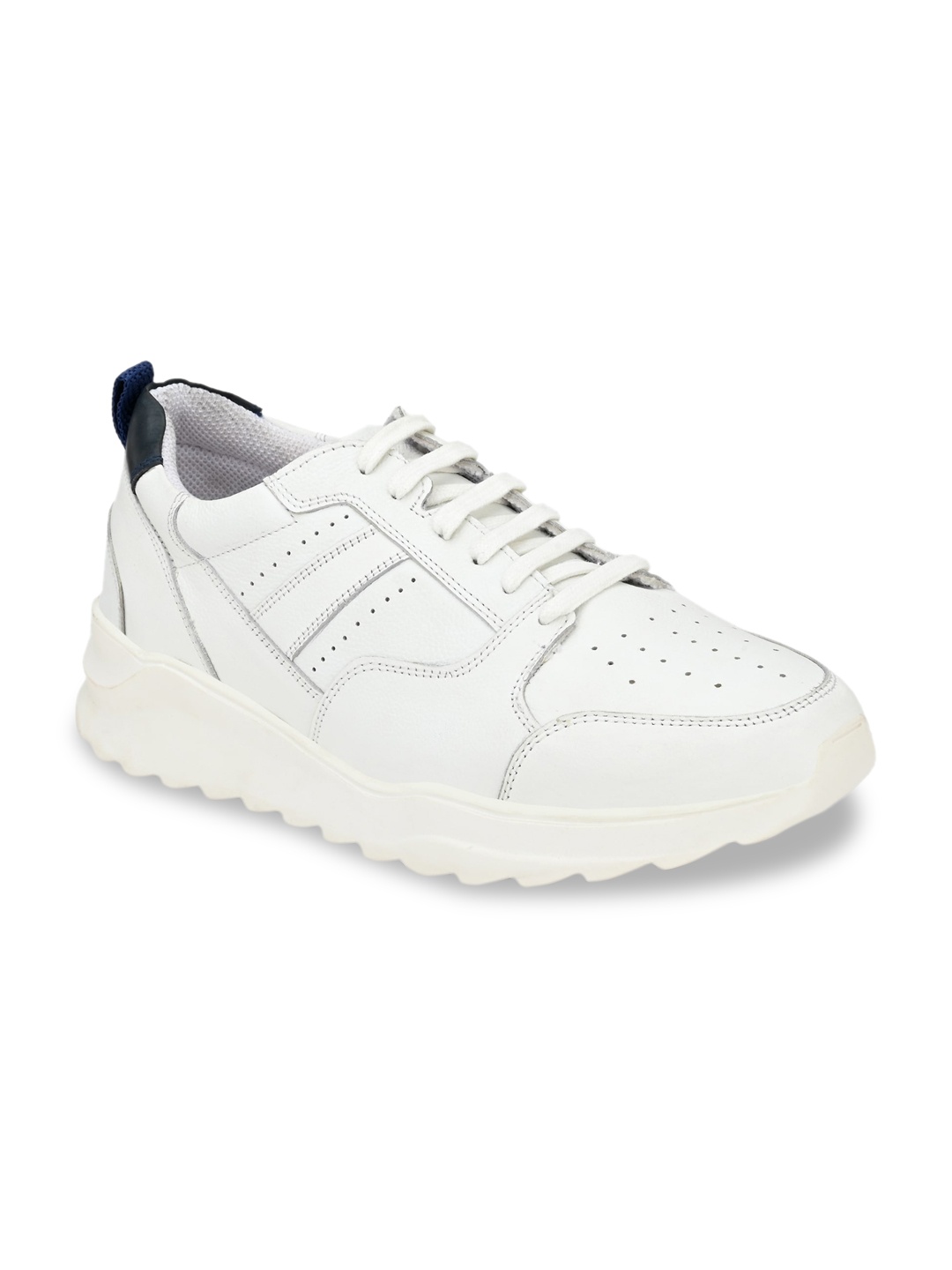 

Delize Men White Perforations Leather Sneakers