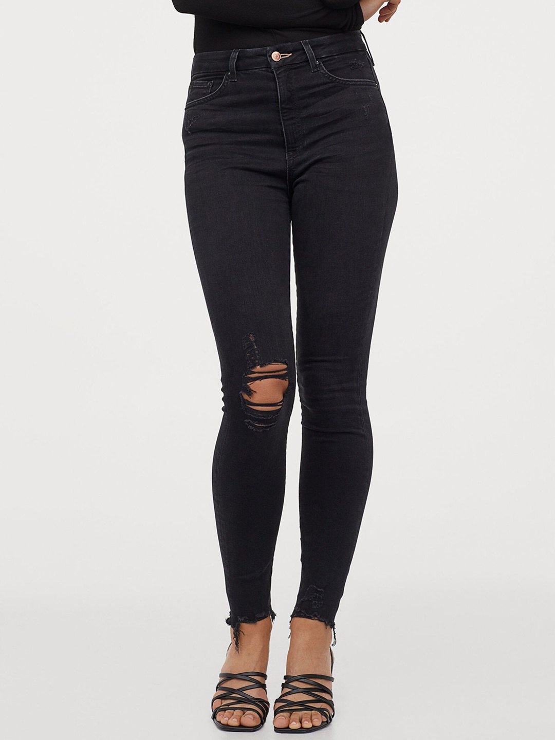 

H&M Women Black Solid Embrace High Ankle Jeans